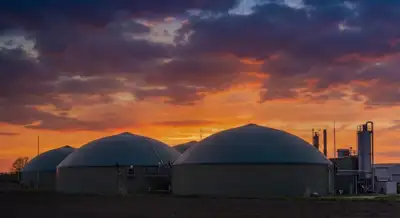 Biogas plant sunset